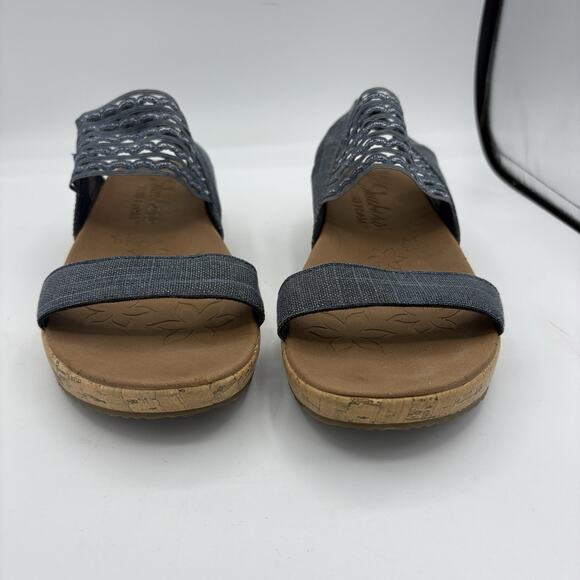 Skechers Sandals Womens Size 9 Luxe Foam Brie Most Wanted Cork Wedge Gray 119013 - Picture 5 of 10